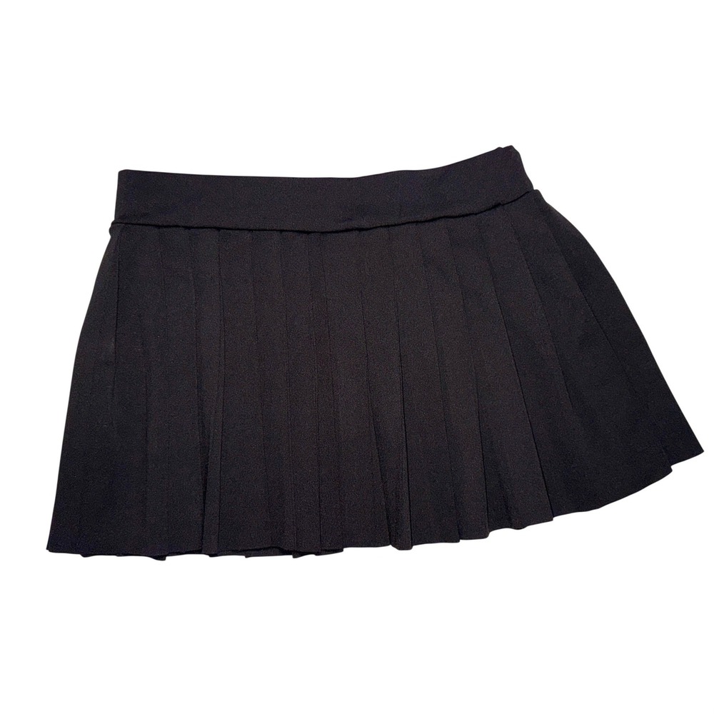 Womens Black Pleated Mini Skirt Y2K Schoolgirl Stretch‎ Waist Size Medium